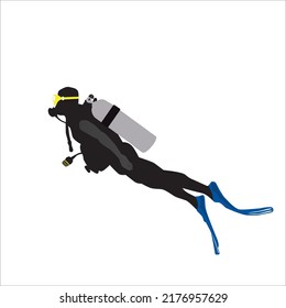 Scuba diver and scuba gear icon vector illustration