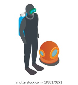 Scuba diver icon. Isometric illustration of scuba diver vector icon for web