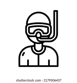 Scuba Diver Icon. Line Art Style Design Isolated On White Background