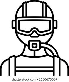 Scuba Diver Icon with Mask and Oxygen Tank