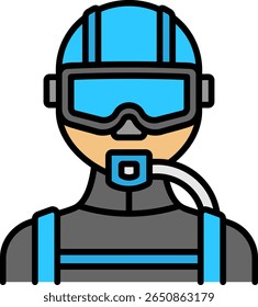 Scuba Diver Icon with Mask and Oxygen Tank
