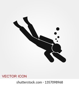 Scuba diver icon vector sign symbol for design