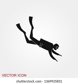 Scuba diver icon vector sign symbol for design