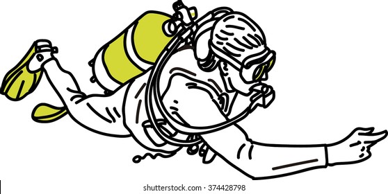 Scuba Diver Illustration.