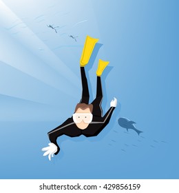Scuba diver (Illustration cartoon design)