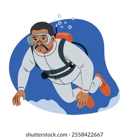 Scuba diver illustration in flat style 
