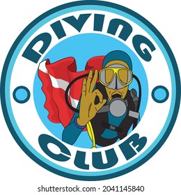scuba diver illustration vector for dive club