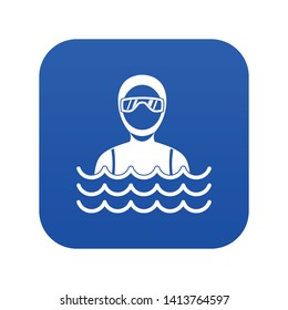 Scuba diver man in diving suit icon digital blue for any design isolated on white vector illustration