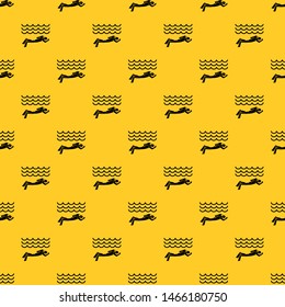 Scuba diver man in diving suit pattern seamless vector repeat geometric yellow for any design