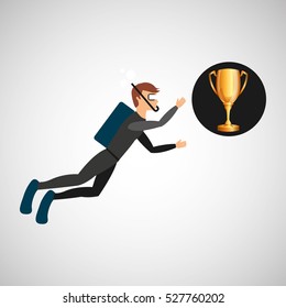 scuba diver man trophy sport design vector illustration eps 10