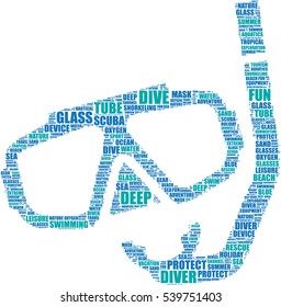 scuba diver mask and tube vector tag cloud