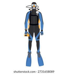 scuba diver on white background. vector illustration.