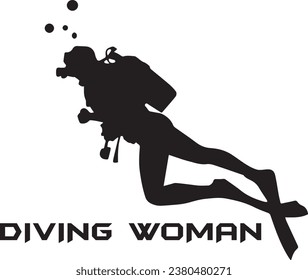 scuba diver silhouette illustration, suitable for logos and tattoos