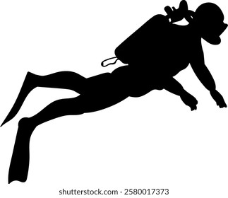 scuba diver silhouette on white background vector