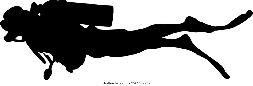 scuba diver silhouette on white background vector