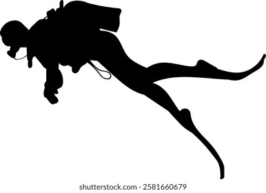 scuba diver silhouette on white background vector