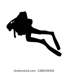 scuba diver silhouettes Vector on White Background.