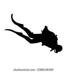 scuba diver silhouettes Vector on White Background.