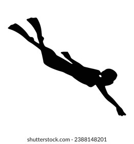 scuba diver silhouettes Vector on White Background.