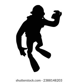 scuba diver silhouettes Vector on White Background.