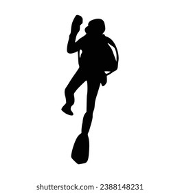 Scuba-Taucher-Silhouetten-Vektorgrafik auf weißem Hintergrund.