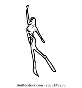scuba diver silhouettes Vector on White Background.
