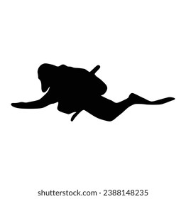 scuba diver silhouettes Vector on White Background.