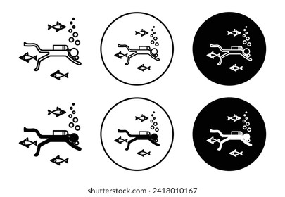 Scuba Diver simple icon collection set on white background color