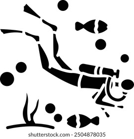 Scuba Diver solid glyph vector illustration