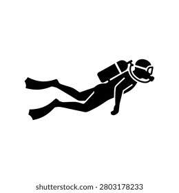 Scuba Diver Underwater Adventure Solid Silhouette Icon Design Collection