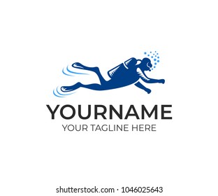 Scuba Diver Underwater Equipment Logo Template Stock Vector (Royalty ...