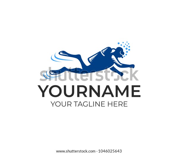 Scuba Diver Underwater Equipment Logo Template Stock Vector (Royalty ...