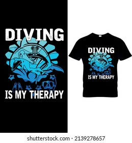 Scuba Diver - Vector graphic typographic poster. Vintage motorcycle label, badge, logo, icon or t-shirt.Scuba Diving Shirt for Scuba Diver, Funny Scuba Diving T-Shirt for Diving Lover.