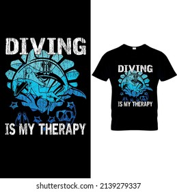 Scuba Diver - Vector graphic typographic poster. Vintage motorcycle label, badge, logo, icon or t-shirt..Scuba Diving Shirt for Scuba Diver, Funny Scuba Diving T-Shirt for Diving Lover.