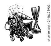 scuba diver vector illustration design style
