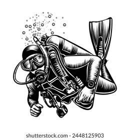 scuba diver vector illustration design style