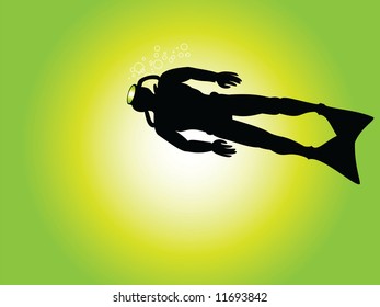 Scuba diver viewed from below