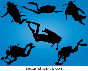 scuba divers collection vector