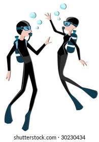 Scuba Divers - Vector