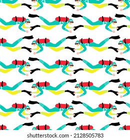 Scuba Divers Vector Seamless Pattern