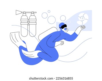 Scuba diving abstract concept vector illustration. Underwater diver, coral reef, sea wildlife, adventure holiday, snorkel mask and equipment, ocean island, swimming abstract metaphor.