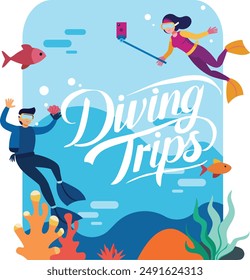 scuba diving adventure club vector banner