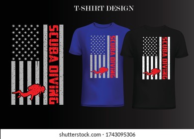 Scuba Diving American Flag 4th Of July T-shirt