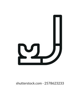 Scuba diving breathing tube line icon, underwater breathing tube for snorkeling vector symbol with editable stroke