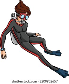 Scuba Diving Cartoon Colored Clipart Illustration