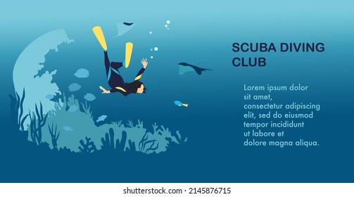 Scuba Diving Club Vector Banner Template Stock Vector (Royalty Free ...