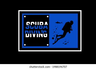scuba diving color blue and white