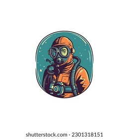 scuba diving with complete equipment logo