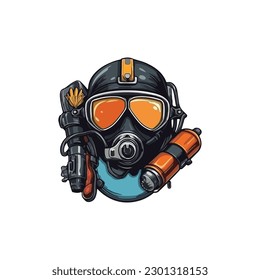 scuba diving with complete equipment logo