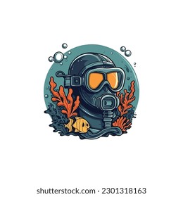scuba diving with complete equipment logo